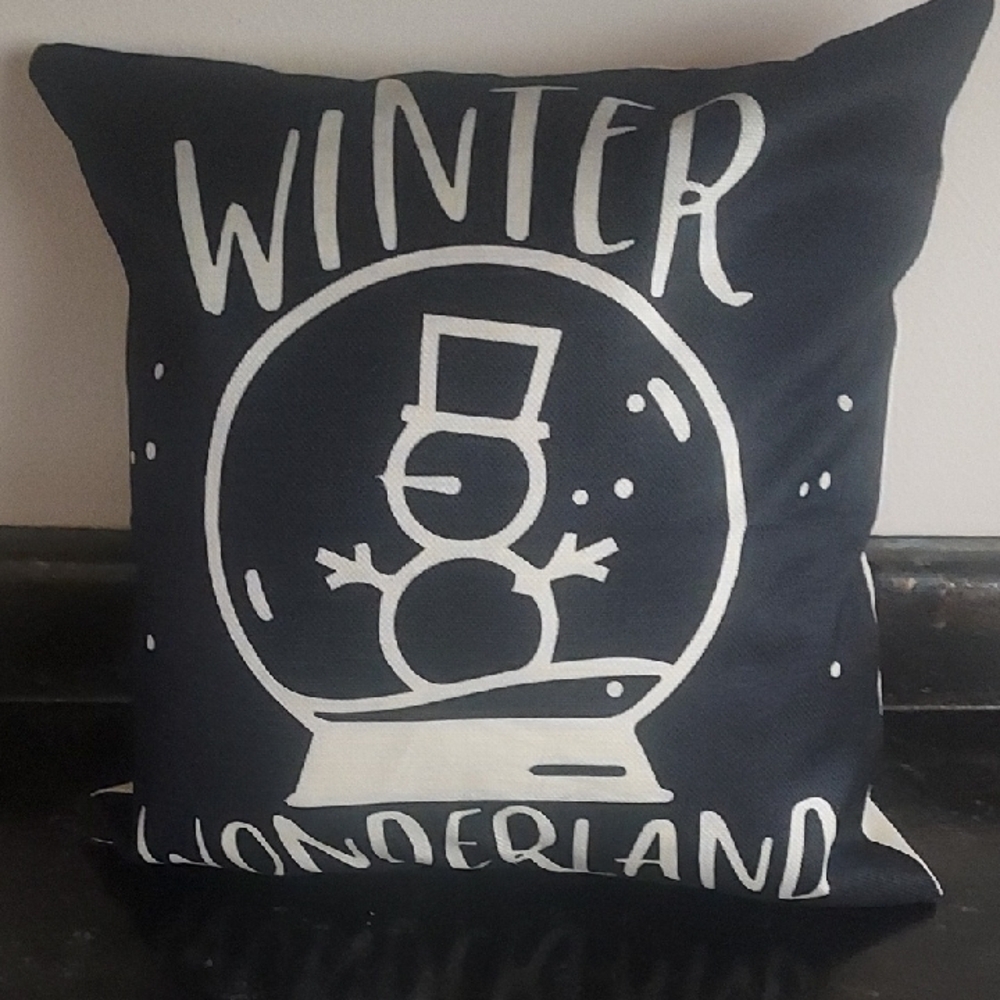 Winter Wonderland Snowman Black and White Decorative Pillow Cover